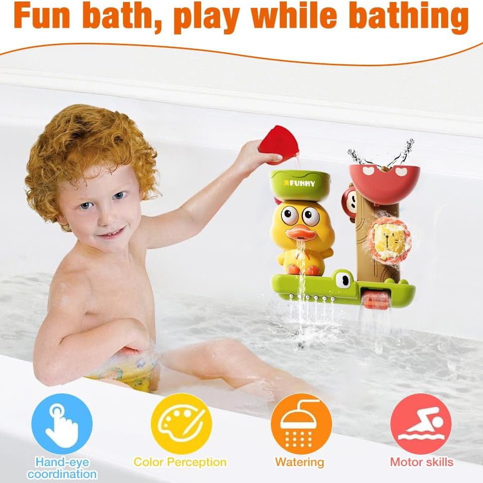 Jungle-Themed Water Fun with Spinning Friends, Make Bath Time Fun, Safe for Ages 1+