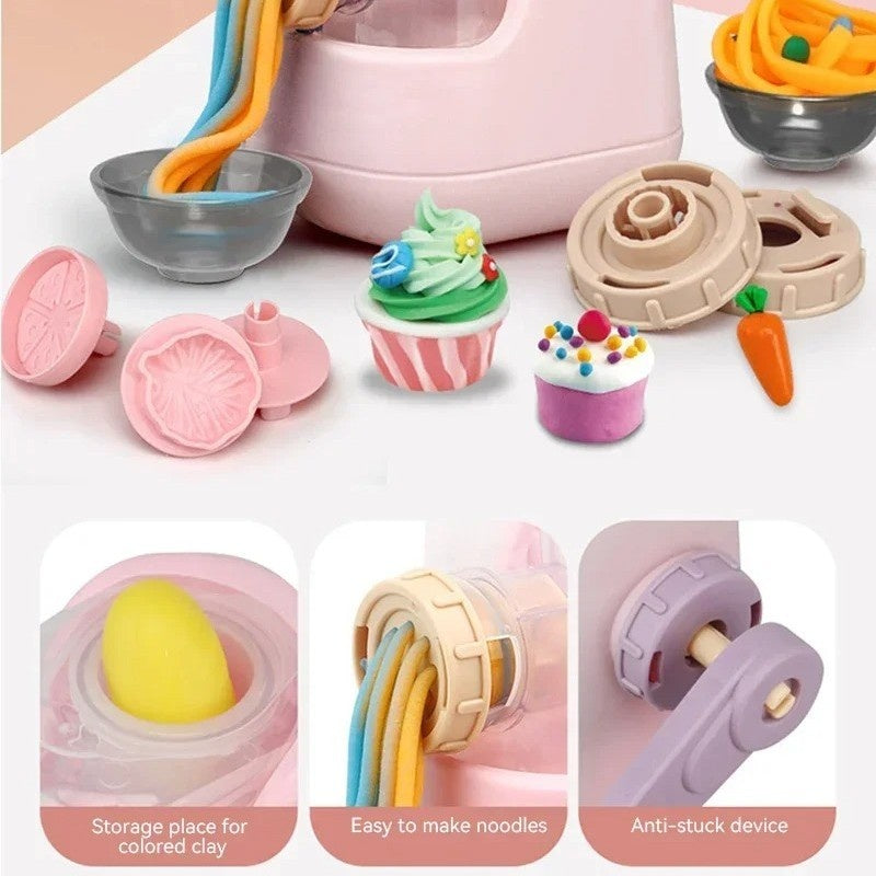 Kitchen Toy Set with Clay Noodle, Ice Cream, Burger Maker – Safe for Ages 3+