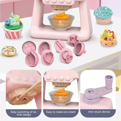 Kitchen Toy Set with Clay Noodle, Ice Cream, Burger Maker – Safe for Ages 3+
