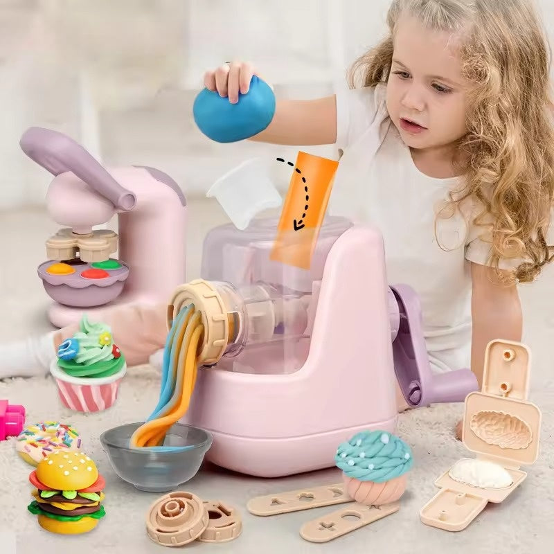 Kitchen Toy Set with Clay Noodle, Ice Cream, Burger Maker – Safe for Ages 3+