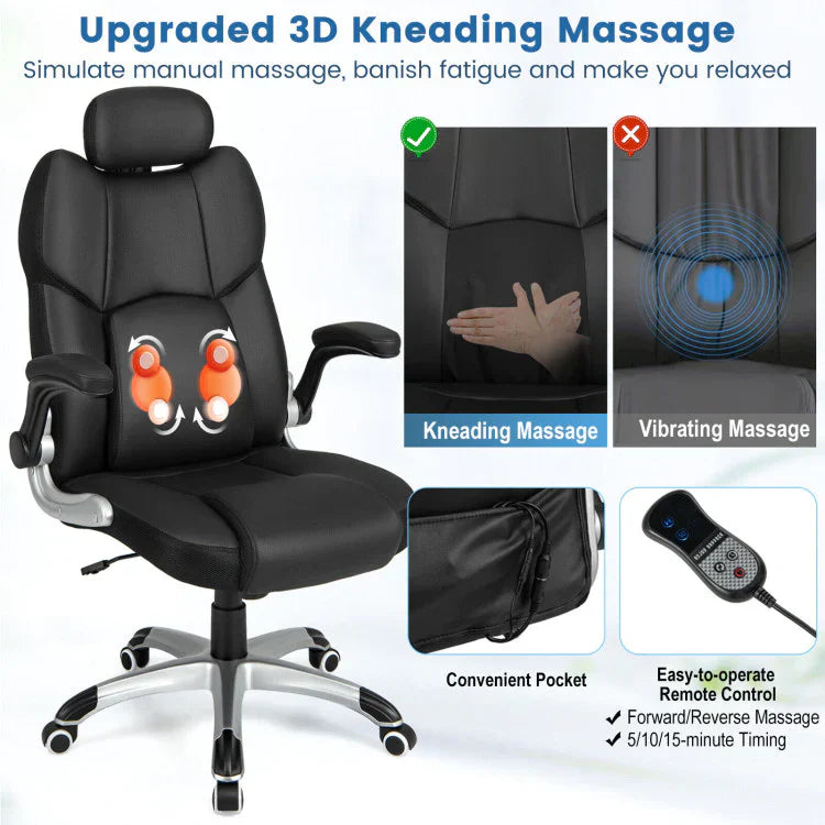 Comfortable Reclining Office Chair with Massage & Adjustable Headrest