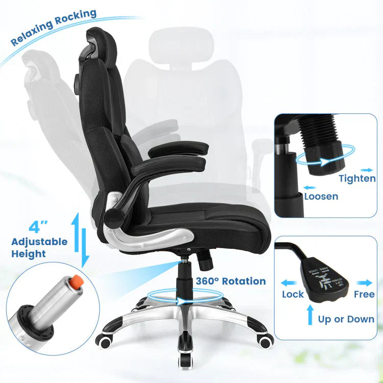 Comfortable Reclining Office Chair with Massage & Adjustable Headrest
