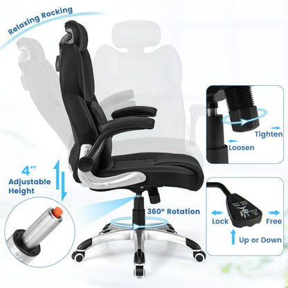 Comfortable Reclining Office Chair with Massage & Adjustable Headrest