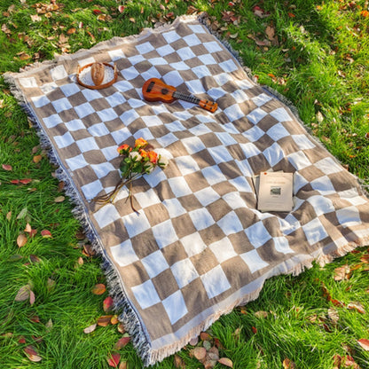 Big Plaid Outdoor Blanket – Cozy Microfiber Picnic Throw