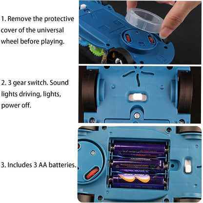 Light-Up Transparent Car with Moving Gears, Music & Durable Plastic, Suitable for Kids 6 Months+