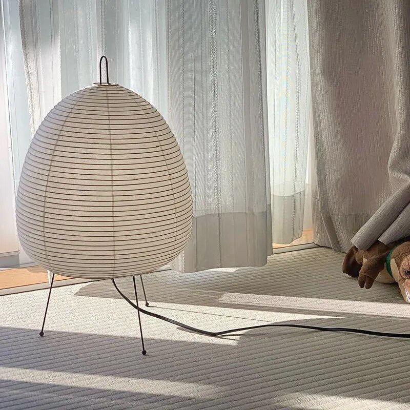 Asian Style Rice Paper Table Light Warm Glow Lamp