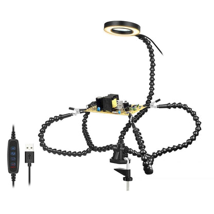 Adjustable Table Lamp with Magnifier and Phone Holder