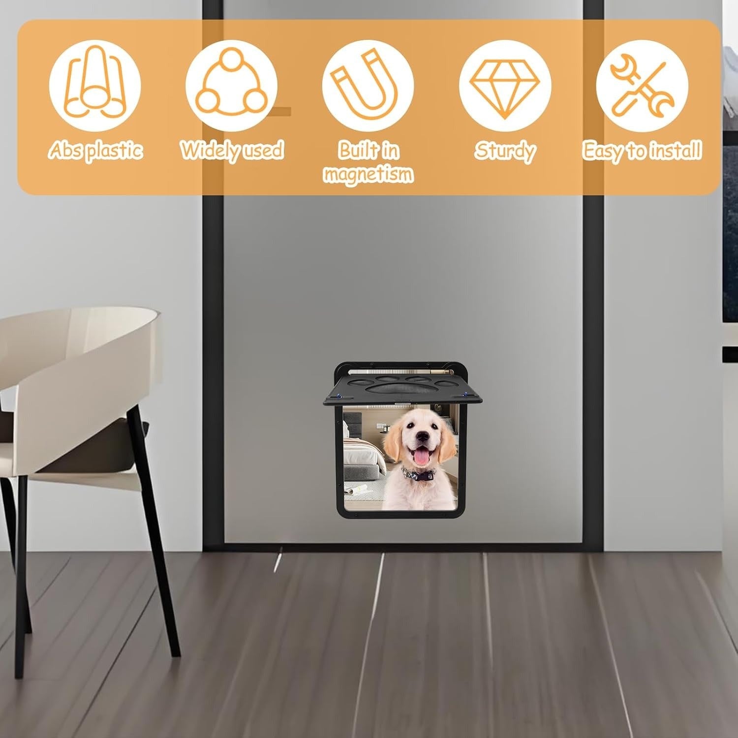 Magnetic Locking Cat and Dog Door with ABS Flap for Cats & Small Dogs, Easy Installation, Scratch Resistant