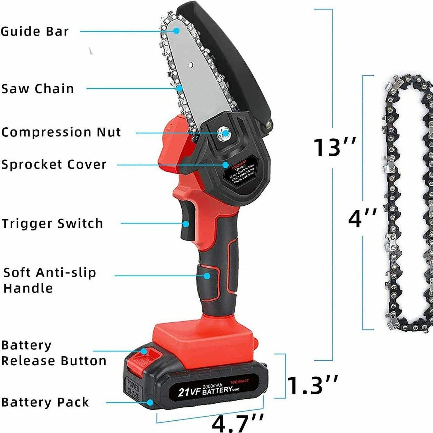 Compact Cordless Mini Chainsaw 
Small Portable Electric Chainsaw 
Handheld Mini Battery Chainsaw 
Lightweight Mini Rechargeable Saw 
Portable Compact Mini Chainsaw