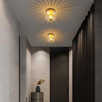 Modern LED Ceiling Light Fixture with Brass Accents – Elegant Glass Design for Home and Café 6
