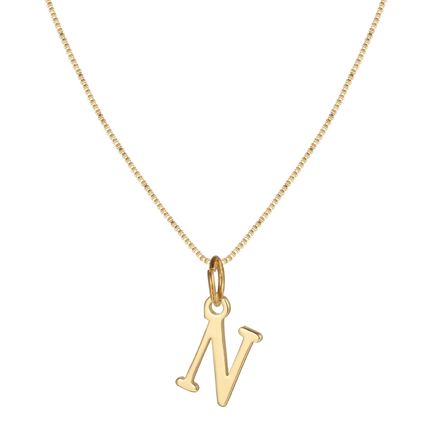 Schlichte Halskette mit Initialenanhänger aus 14-karätigem Gold