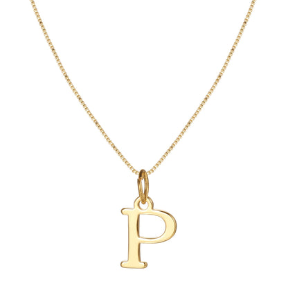 Schlichte Halskette mit Initialenanhänger aus 14-karätigem Gold