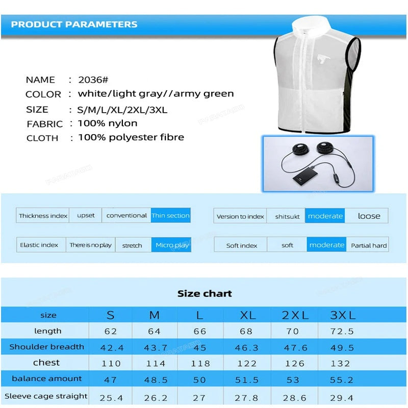 Portable Air Cooling Vest with Fans for Outdoor Work