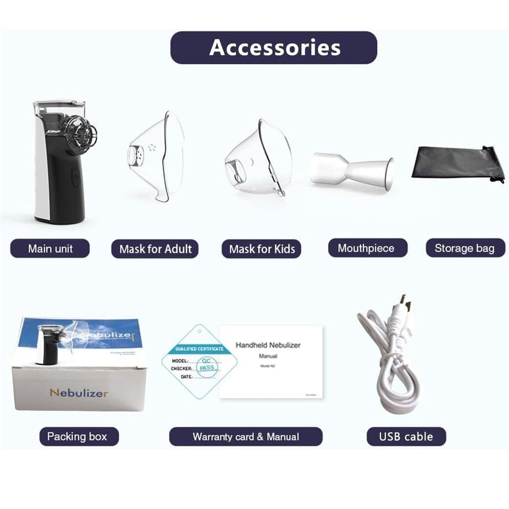 Portable Mesh Nebulizer - Handheld Breathing Relief With Fine Mist, USB AA Powered, Auto Shut-Off, Quiet Operation