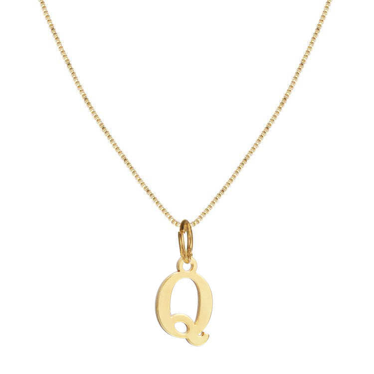 Schlichte Halskette mit Initialenanhänger aus 14-karätigem Gold