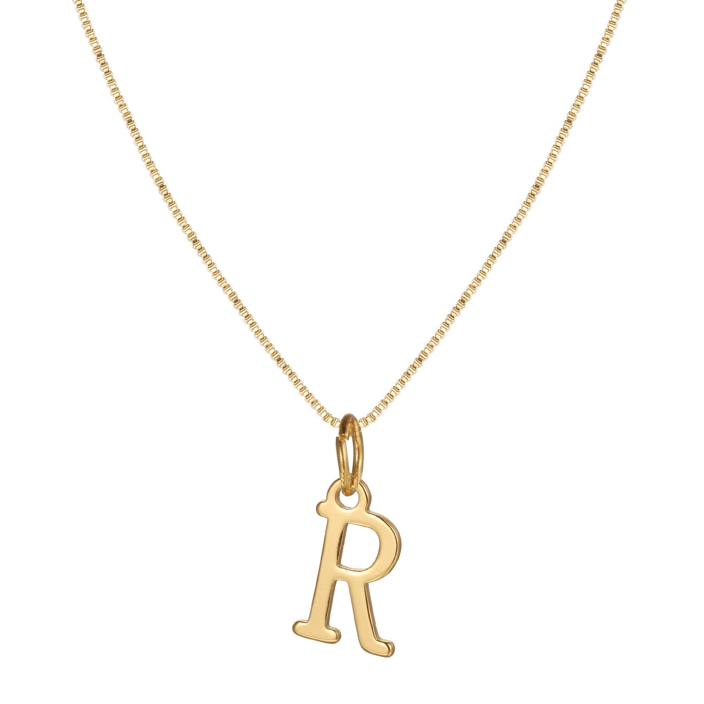 Schlichte Halskette mit Initialenanhänger aus 14-karätigem Gold