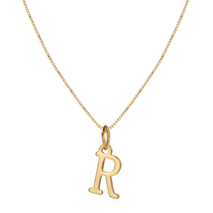 Schlichte Halskette mit Initialenanhänger aus 14-karätigem Gold