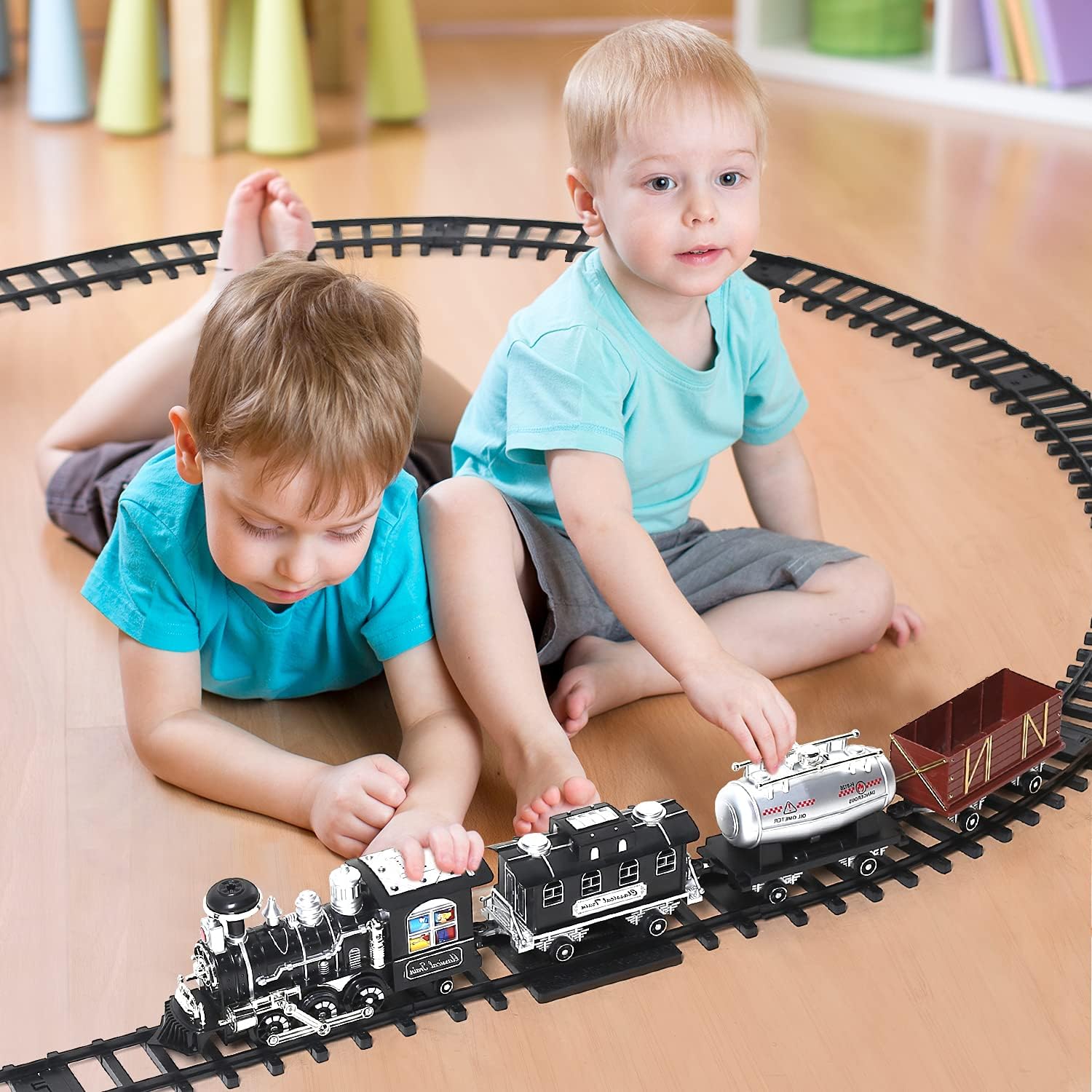 Remote Control Train Set With Smoke, Sound And Light, Rc Train Toy Under Christmas Tree, Toy Train Set For Under Christmas Tree