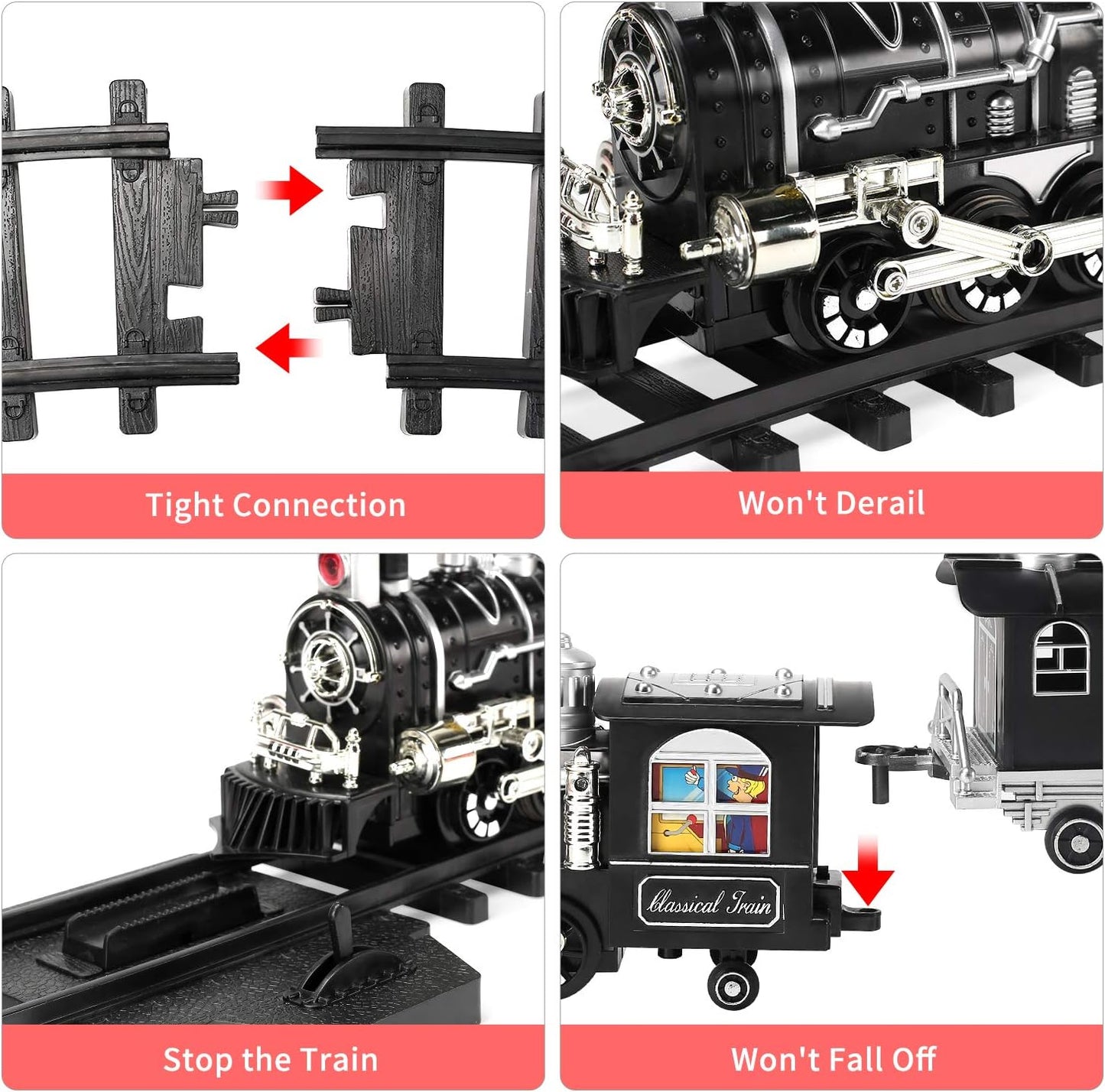 Remote Control Train Set With Smoke, Sound And Light, Rc Train Toy Under Christmas Tree, Toy Train Set For Under Christmas Tree