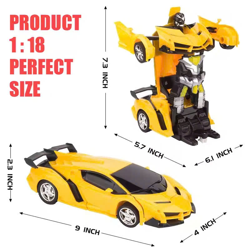 Remote Control Robot Car Transforming Toy with LED Lights, Safe for Ages 3+