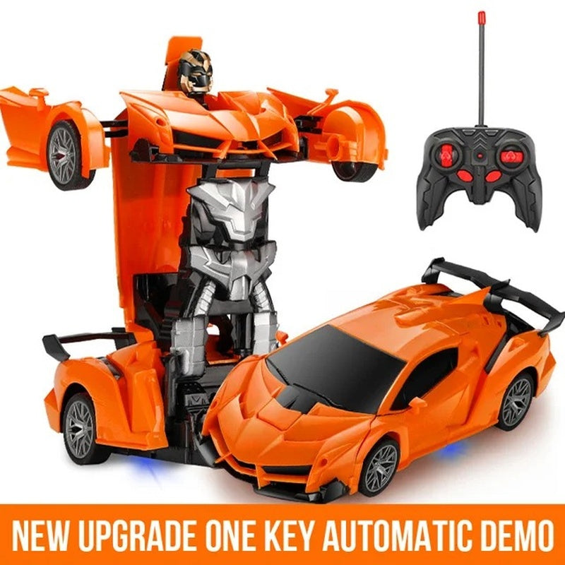 Remote Control Robot Car Transforming Toy with LED Lights, Safe for Ages 3+