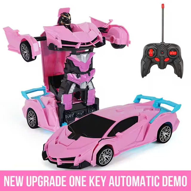 Remote Control Robot Car Transforming Toy with LED Lights, Safe for Ages 3+