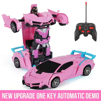 Remote Control Robot Car Transforming Toy with LED Lights, Safe for Ages 3+