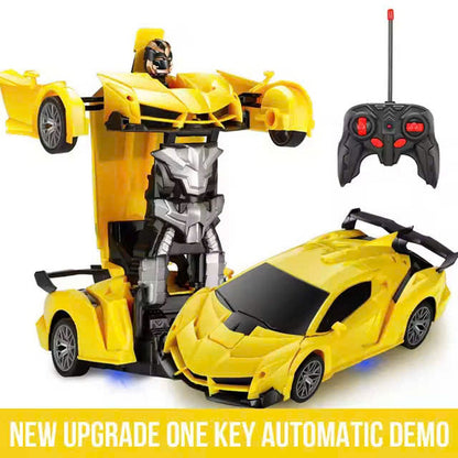 Remote Control Robot Car Transforming Toy with LED Lights, Safe for Ages 3+