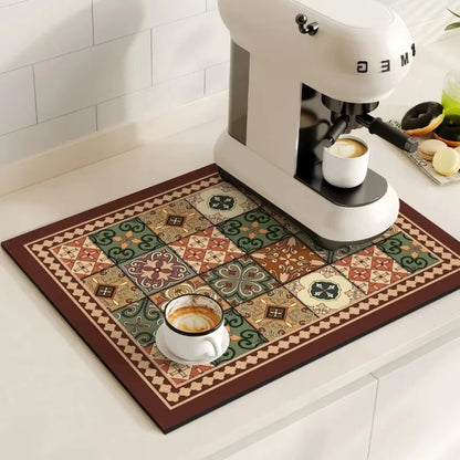 Waterproof Kitchen Coffee Mat Protective Decorative Design
