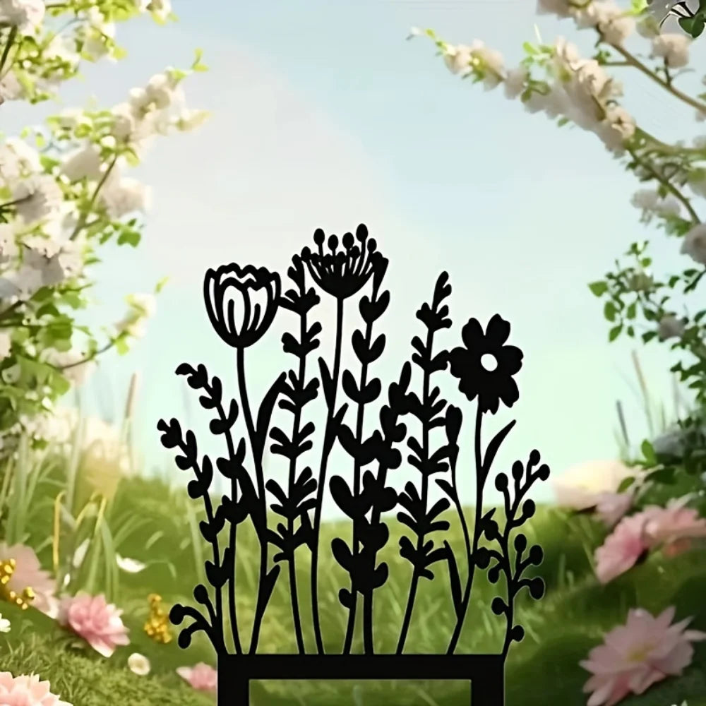 Rustikaler Blumenstecker aus Metall für den Garten