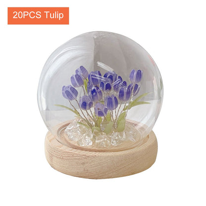 Wunderschöne florale Glas-Tischlampe