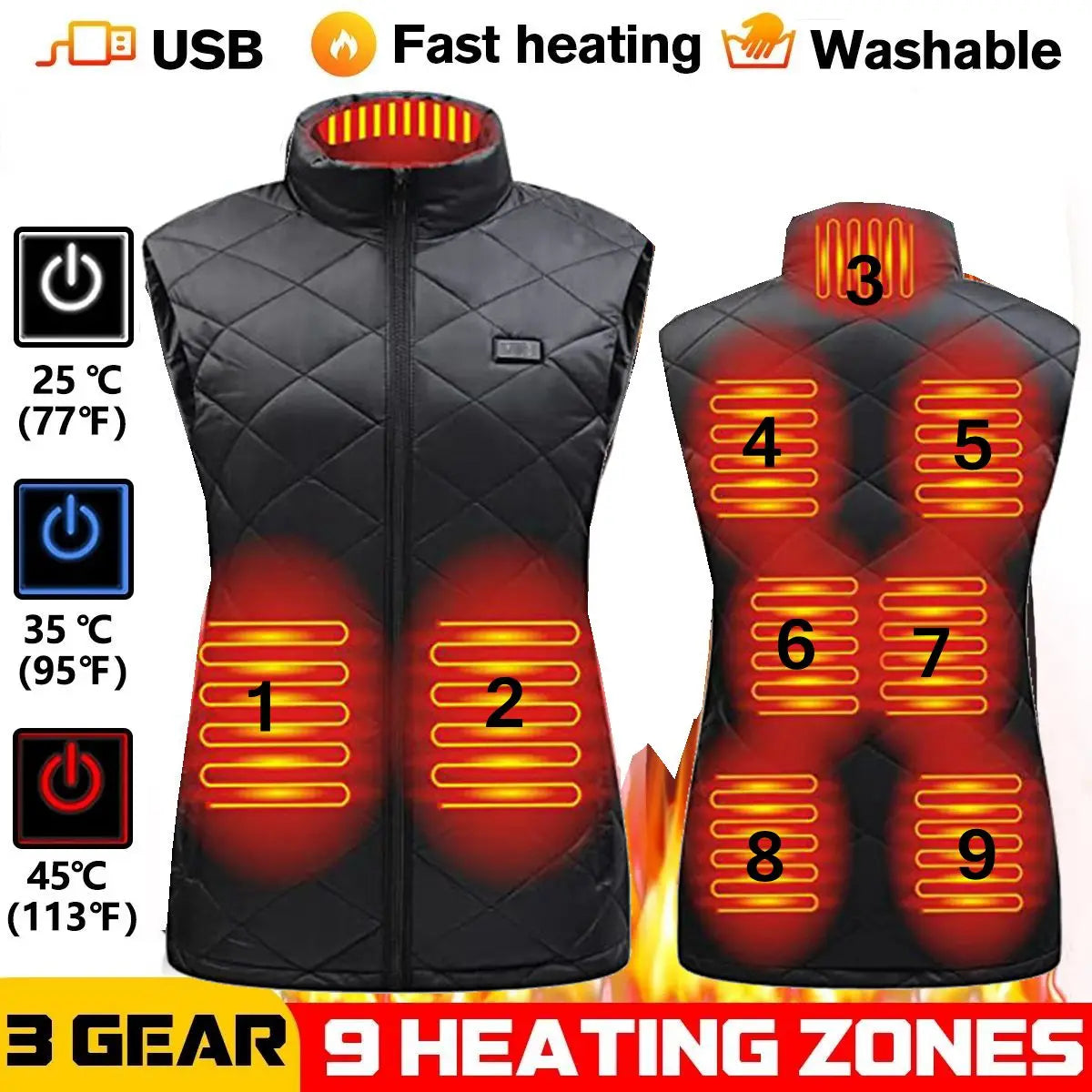 Warm Women's Heated Vest with USB Power - Halri