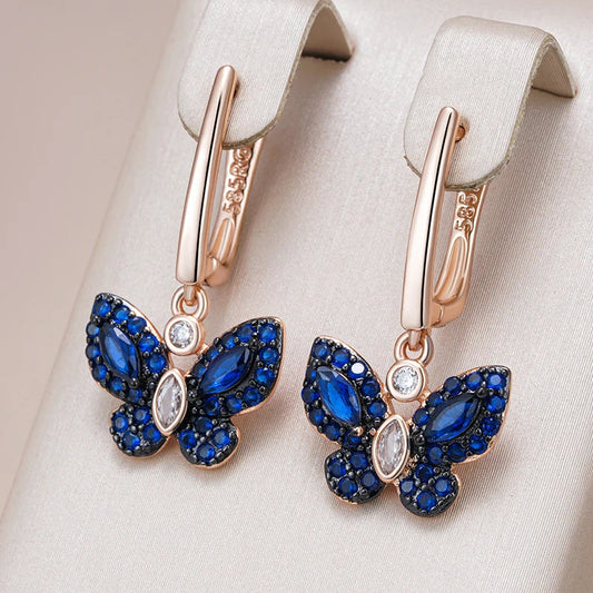 Beautiful Blue Crystal Drop Earrings - Halri