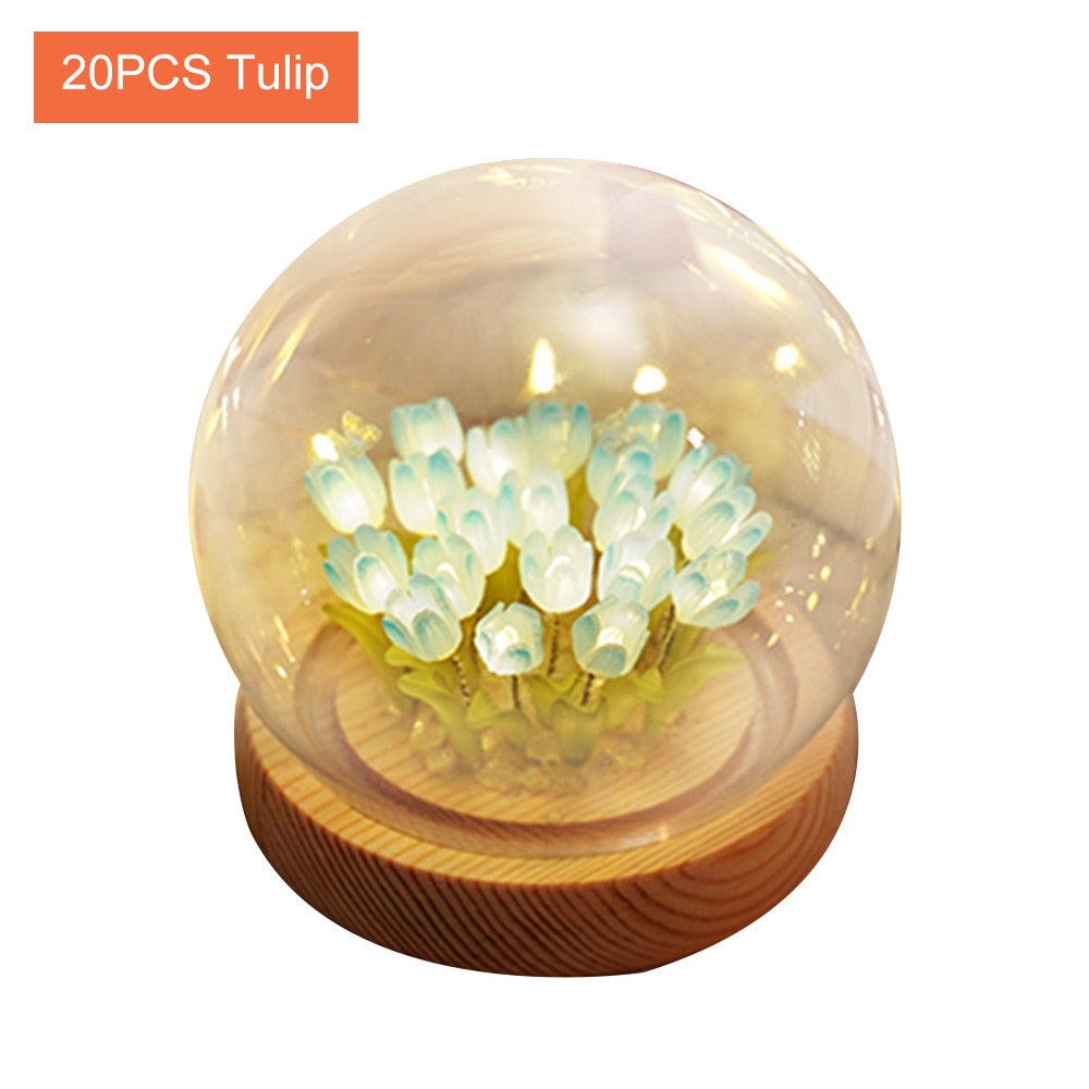 Wunderschöne florale Glas-Tischlampe