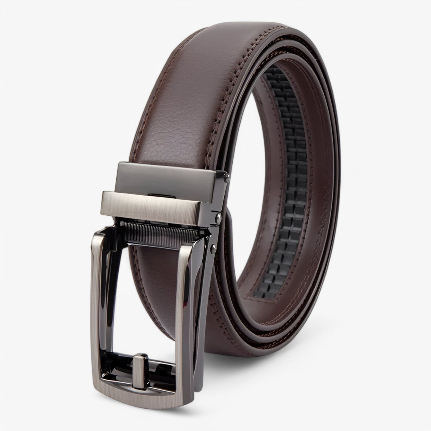 Double Layer Cowhide Leather Belt for Men – Black Leather Designer Belt with Elegant Alloy Buckle for Formal and Casual Wear-4