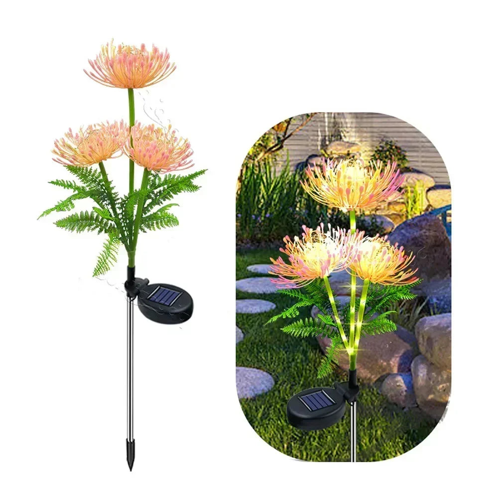 Bunte, solarbetriebene Lichterkette mit Blumen