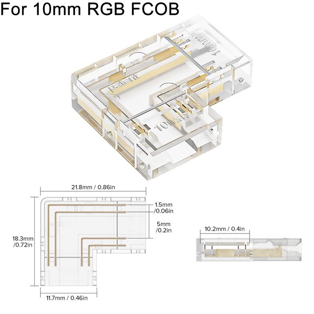 Transparenter L-förmiger LED-Streifenadapter