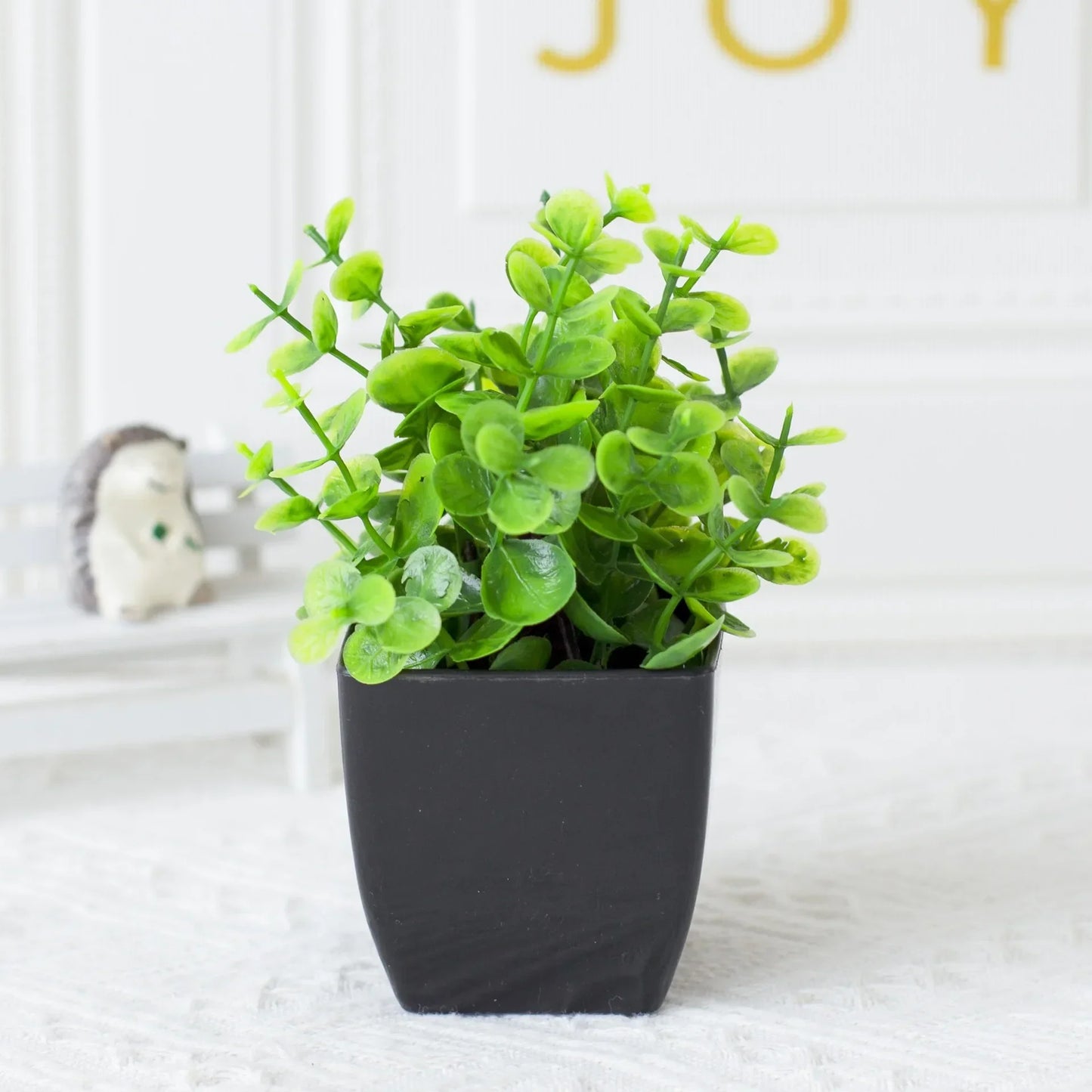 Small Artificial Eucalyptus Plant in Black Planter - Halri