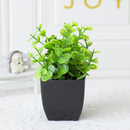 Small Artificial Eucalyptus Plant in Black Planter - Halri