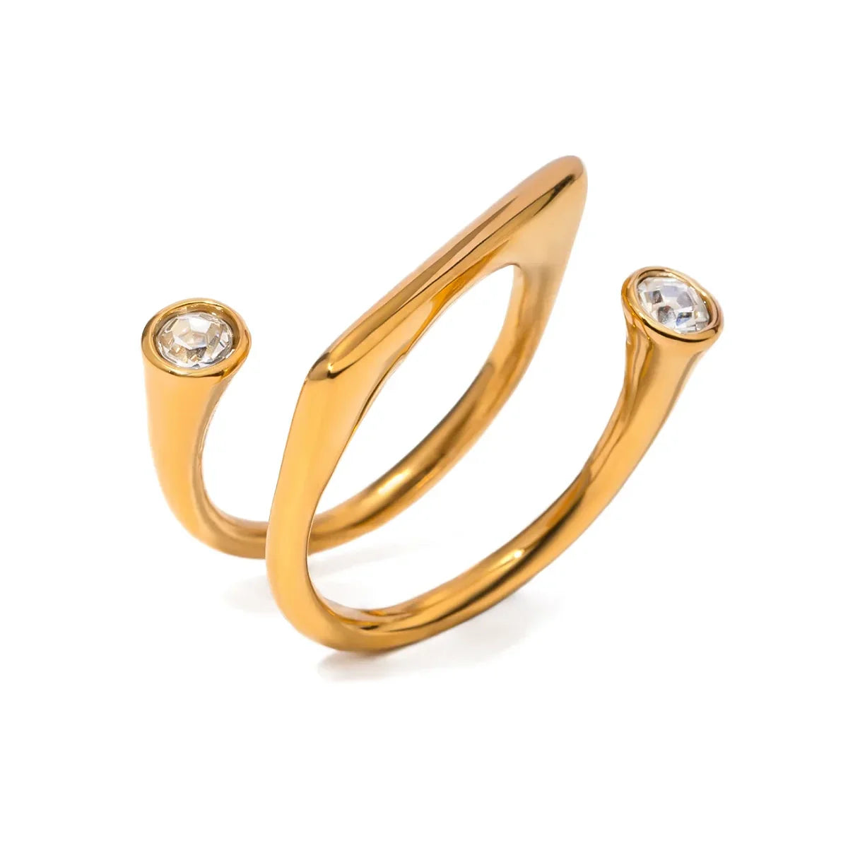 Einzigartiges dreilagiges Ring-Set mit Diamantakzenten