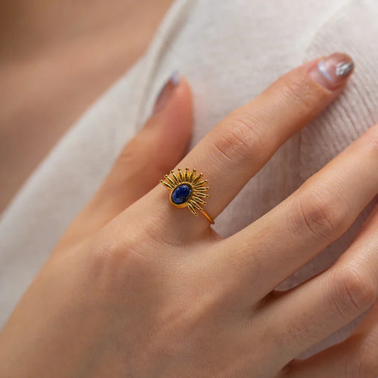 Beautiful Blue Gemstone Sun Ring - Halri