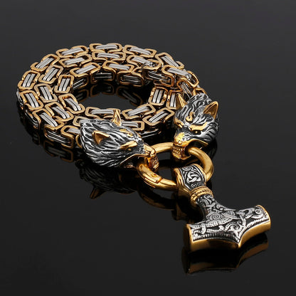 Strong Viking Wolf Pendant Stainless Steel Necklace - Halri