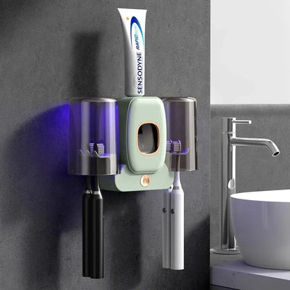 UV-desinfizierender Zahnbürstenhalter mit automatischem Spender