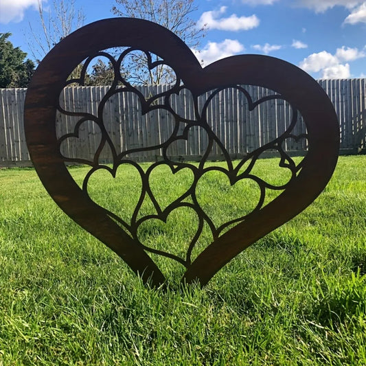 Vintage Metal Heart Garden Decor Stake - Halri
