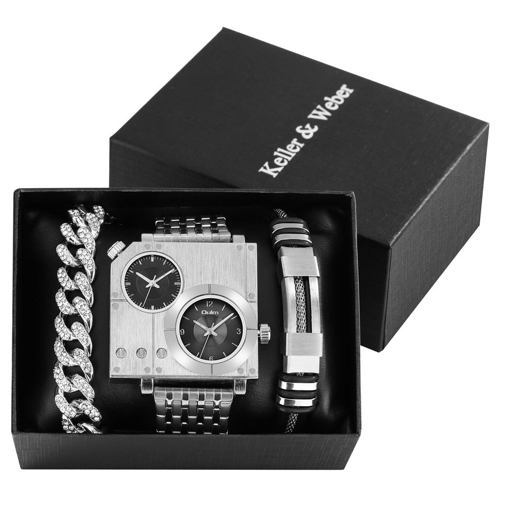 Stilvolles quadratisches Uhrenbox-Set für Herren