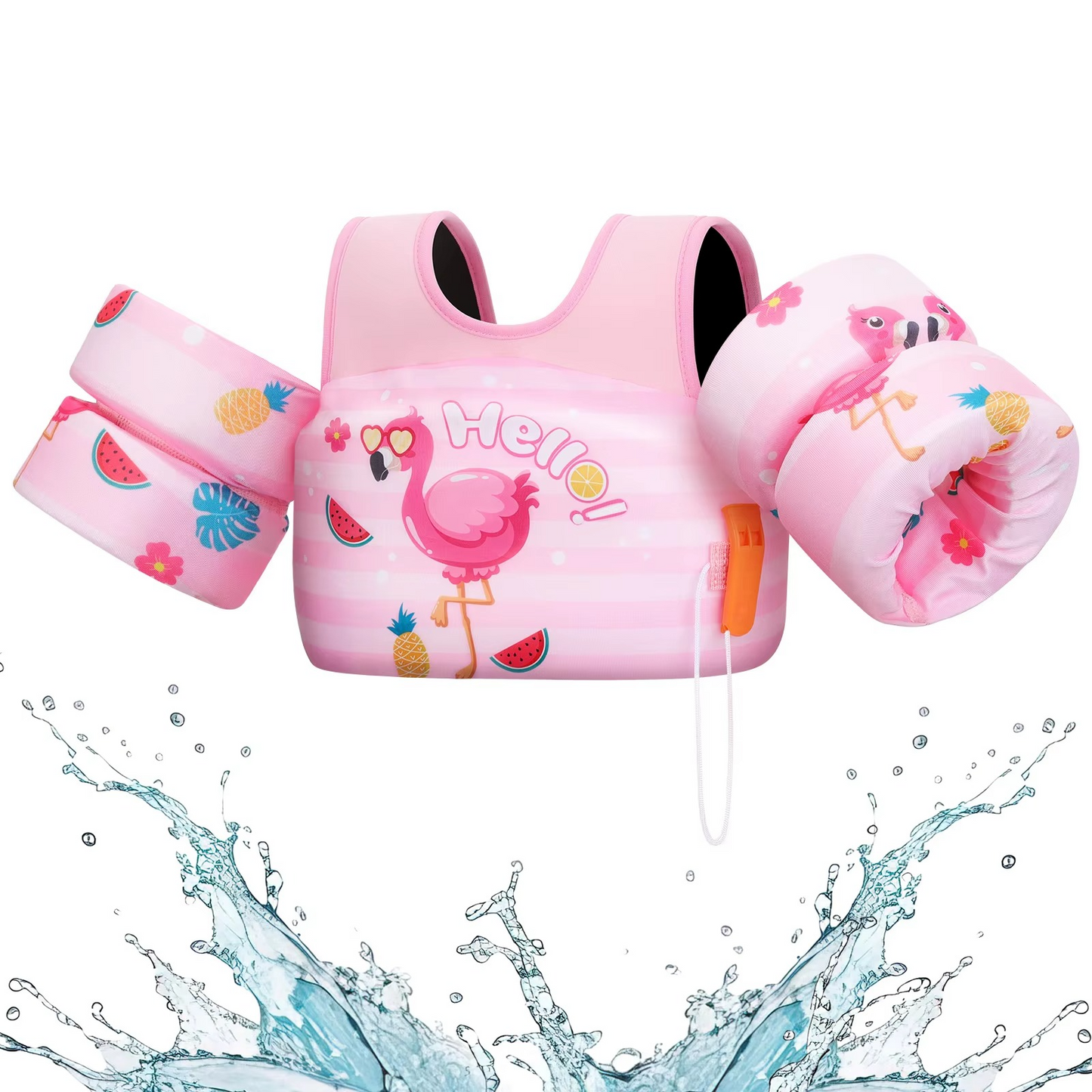 Schwimmweste für Kinder mit Schwimmkörpern und Sicherheitspfeife