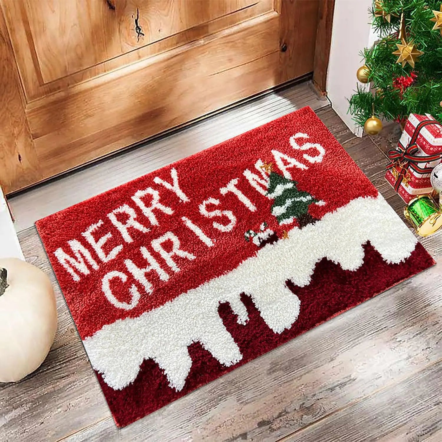 Festive Holiday Welcome Mat with Santa Design - Halri