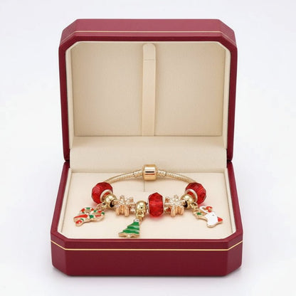 Silbernes Armband mit rotem Zuckerstangen-Anhänger