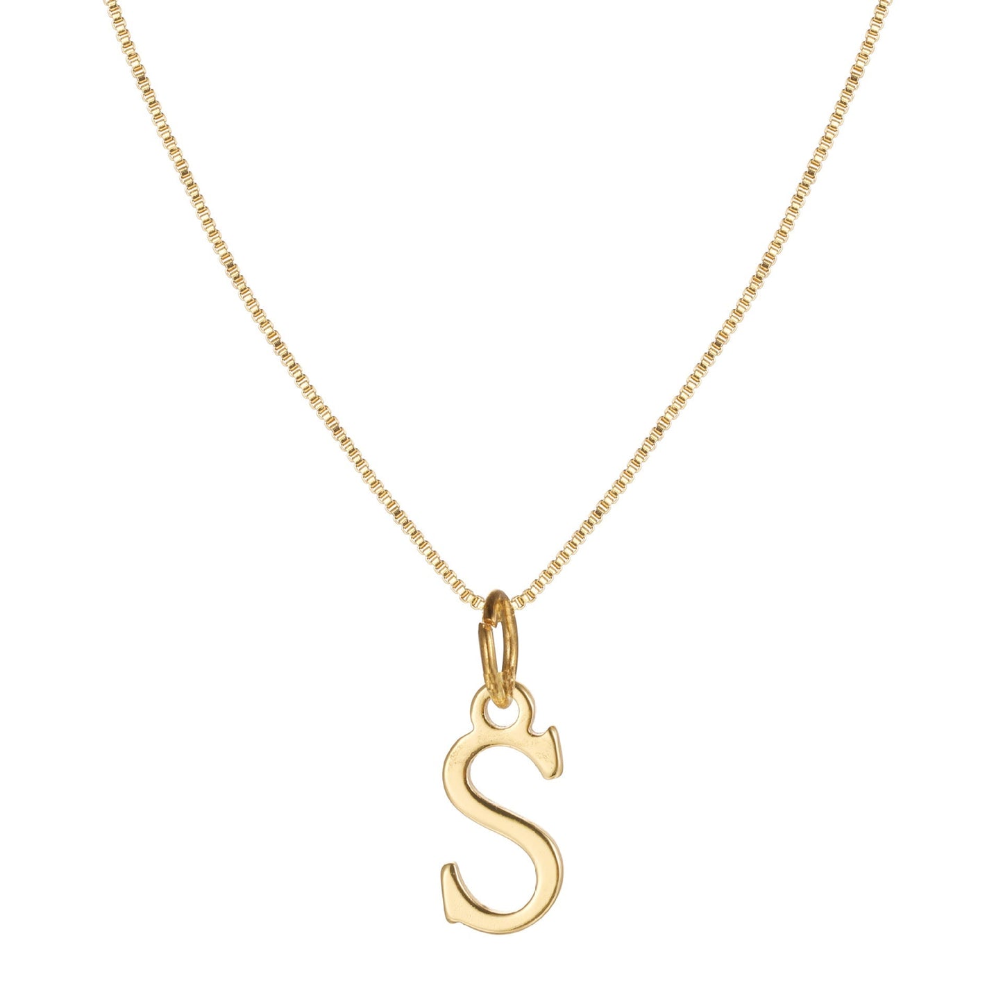 Schlichte Halskette mit Initialenanhänger aus 14-karätigem Gold