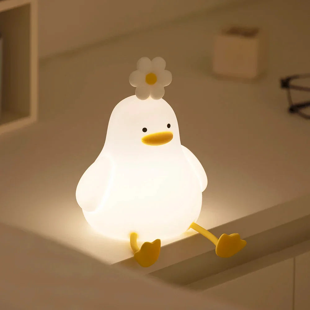 Lustiges LED-Nachtlicht mit Entenmotiv, weich, USB-aufladbar